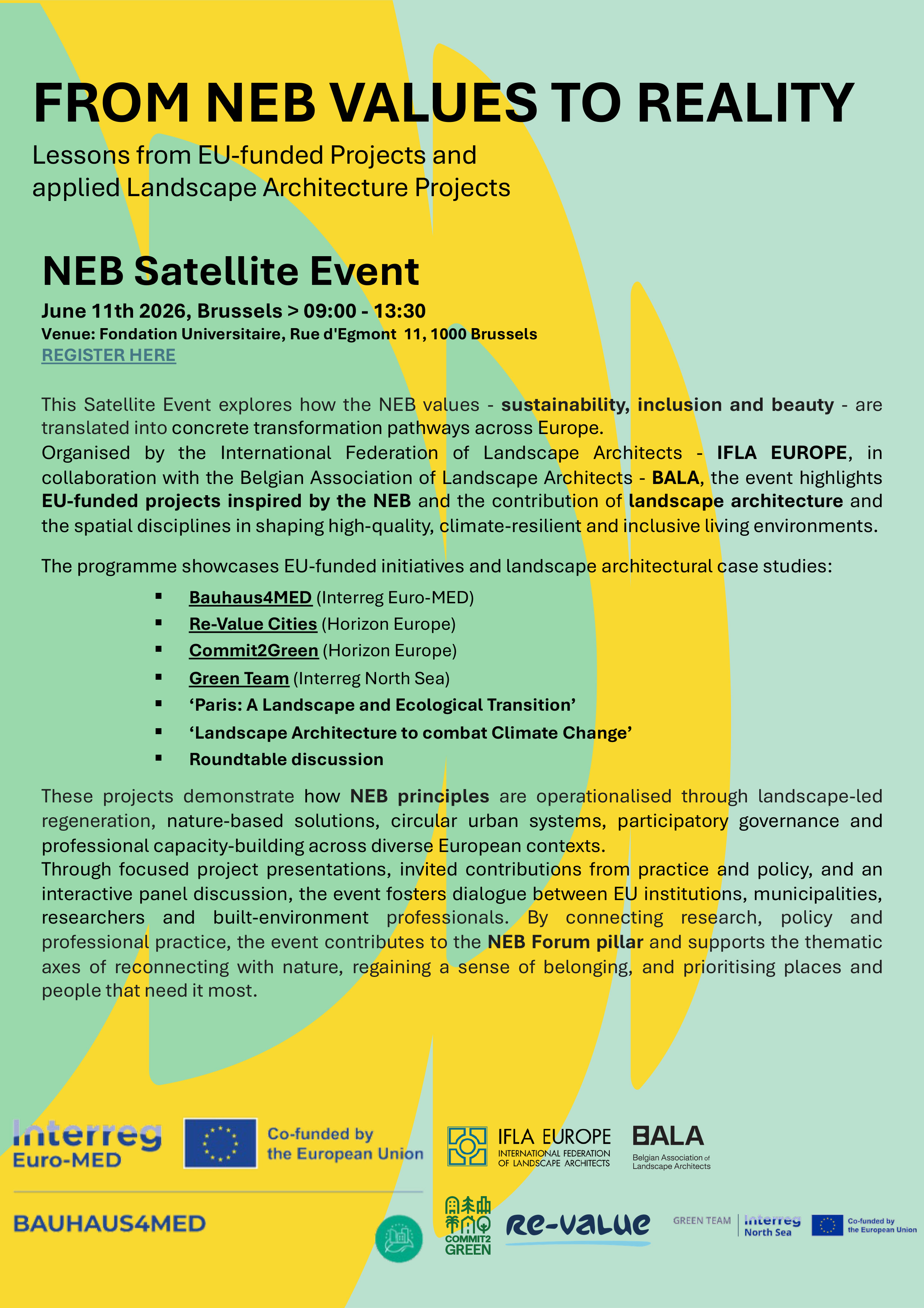 FROM NEB VALUES TO REALITY - Lessons from EU-funded Projects and applied Landscape Architecture Projects