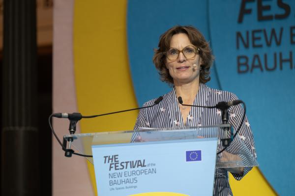 Jessika Roswall, European Commissioner for Environment, Water Resilience and a Competitive Circular Economy during the closing speech of the Festival