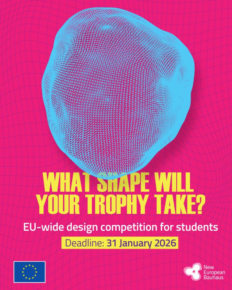The Trophy Student Competition visual with the slogan: "What shape will your trophy take?"